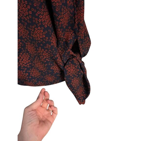 Women's Michael Kors navy and rust blouse with cute knotted side M - Picture 4 of 8